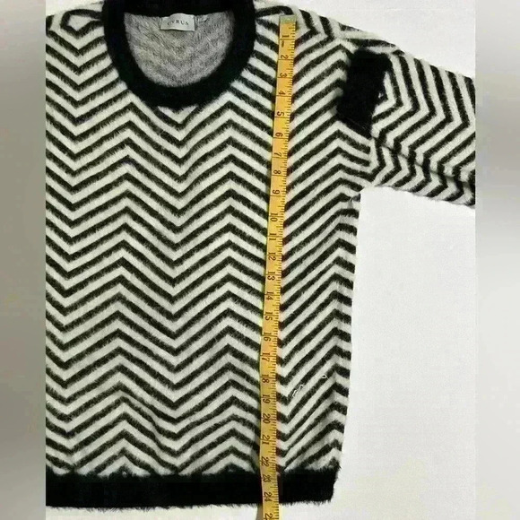Cyrus Black and White Striped Fuzzy Sweater - Picture 5 of 6
